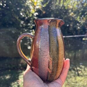 Vintage Otagiri Stoneware Hand Painted Multicolored Pitcher from Japan 6"